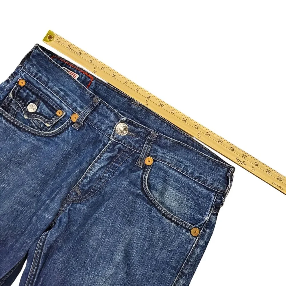 TRUE RELIGION Jeans Mens 31 Blue Regular Straight Flap Pockets Designer Denim
